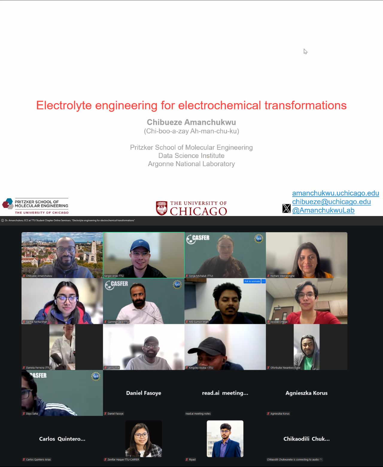 Dr. Chibueze Amanchukwu Online Lecture &ndash; April 6, 2026